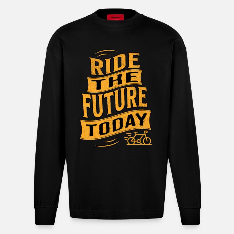 E-Bike E-Biker - Heavyweight Oversized Organic Langarmshirt Made in EU - SOLID BLACK