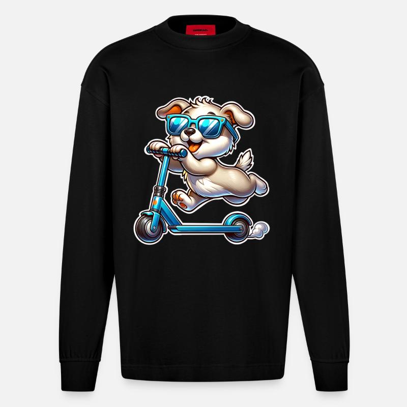 Kick Scooters E-Scooters E-Scooters - Heavyweight Oversized Organic Longsleeve Shirt Made in EU - SOLID BLACK