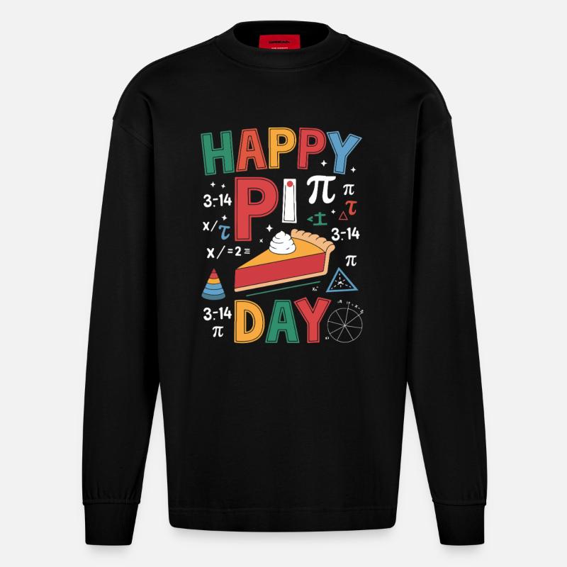 Happy Pi Day - Heavyweight Oversized Organic Langarmshirt Made in EU - SOLID BLACK
