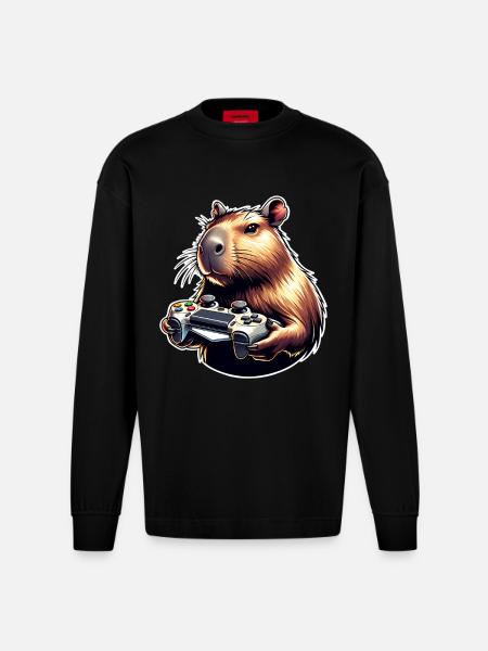 Capybara Gaming - Heavyweight Oversized Organic Longsleeve Shirt Made in EU - SOLID BLACK