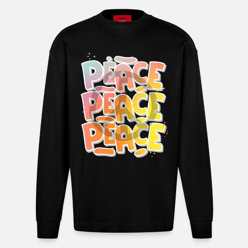 Peace - Heavyweight Oversized Organic Langarmshirt Made in EU - SOLID BLACK