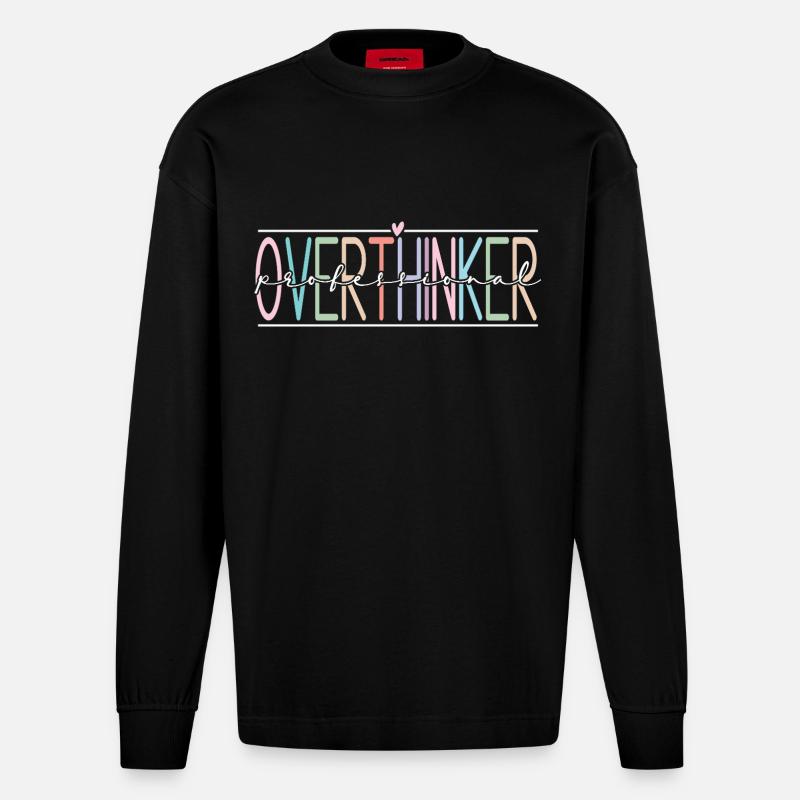 Overthinker - Heavyweight Oversized Organic Langarmshirt Made in EU - SOLID BLACK