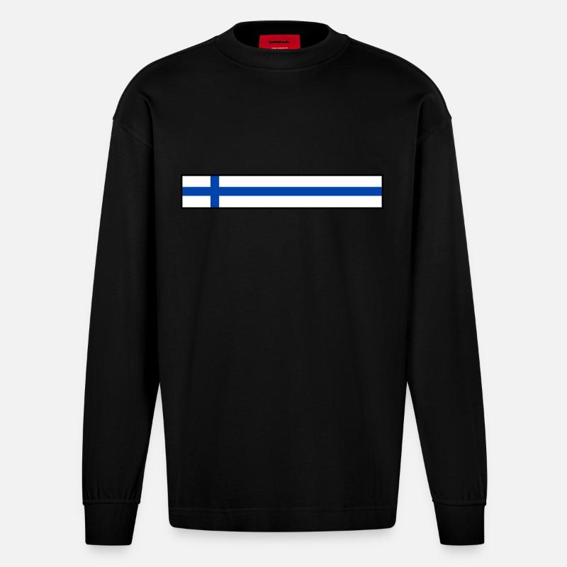Finlande - Manches longues bio épais oversize fabriqué en UE - SOLID BLACK