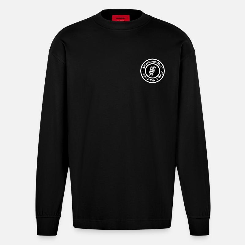 FC Stadt Ortsteil Gemeinde 3 - Heavyweight Oversized Organic Langarmshirt Made in EU - SOLID BLACK