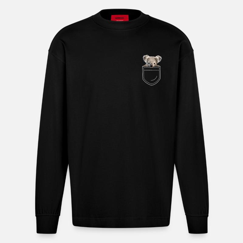 Koala Koalabär - Heavyweight Oversized Organic Langarmshirt Made in EU - SOLID BLACK