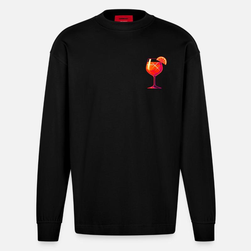 Party Spritz Glas Geschenkidee - Heavyweight Oversized Organic Langarmshirt Made in EU - SOLID BLACK