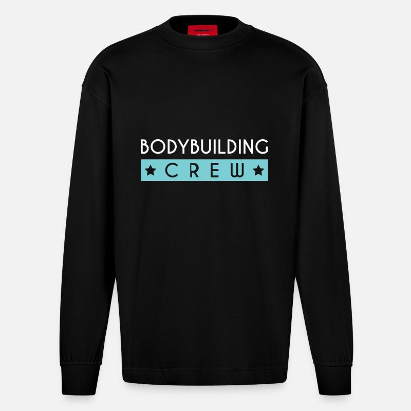 Équipe de musculation - Manches longues bio épais oversize fabriqué en UE - SOLID BLACK