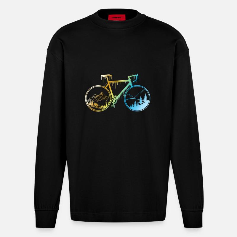 Conception de vélo de gravier - Manches longues bio épais oversize fabriqué en UE - SOLID BLACK
