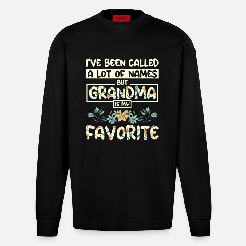 Grand-mère est mon nom préféré - Manches longues bio épais oversize fabriqué en UE - SOLID BLACK