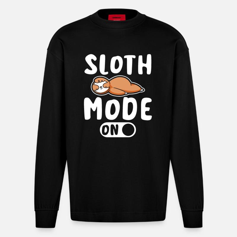 Sloth mode on - Heavyweight Oversized Organic Langarmshirt Made in EU - SOLID BLACK