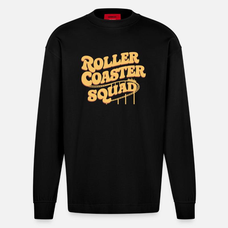 Roller Coaster Squad Achterbahn Fans - Manches longues bio épais oversize fabriqué en UE - SOLID BLACK