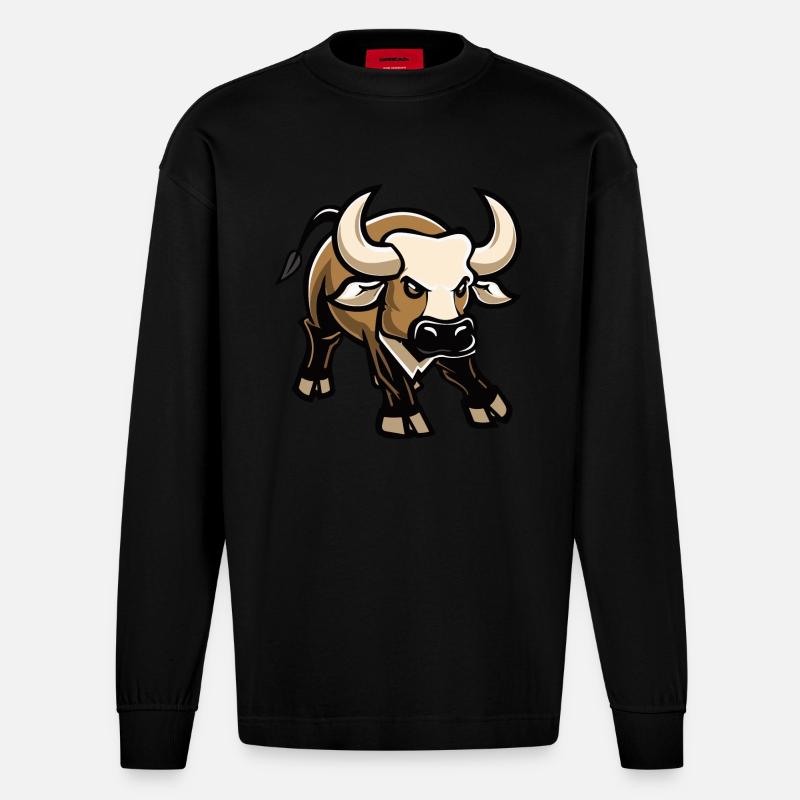 Stier Comic - Heavyweight Oversized Organic Langarmshirt Made in EU - SOLID BLACK