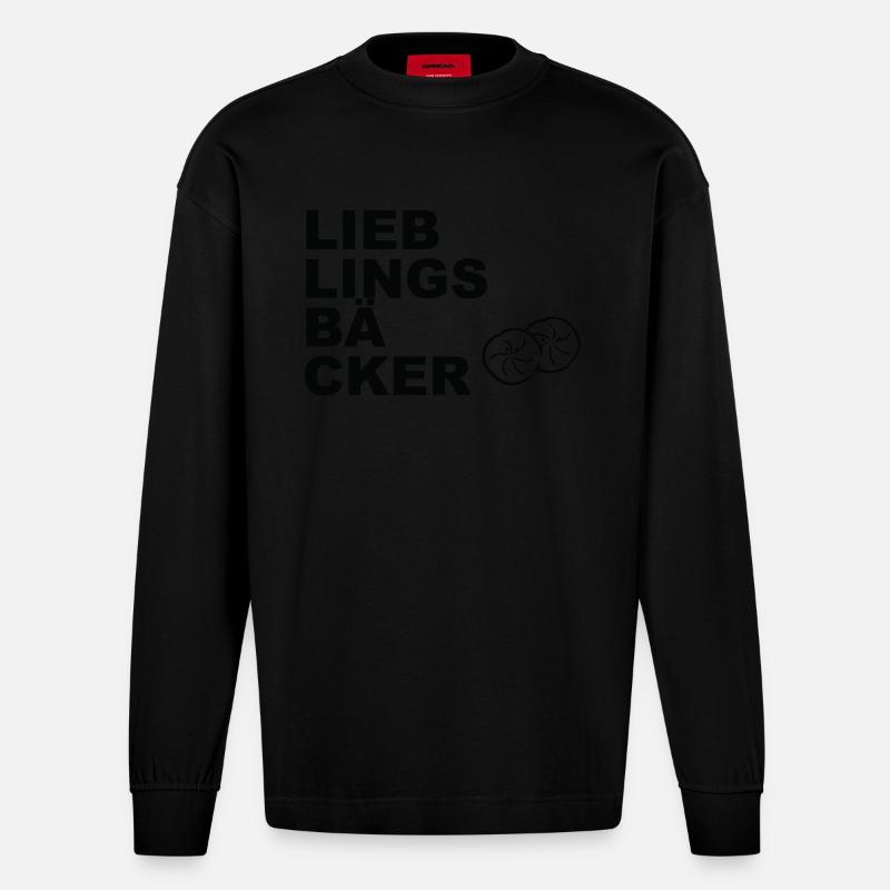 Lieblingsbäcker Brötchen - Heavyweight Oversized Organic Langarmshirt Made in EU - SOLID BLACK