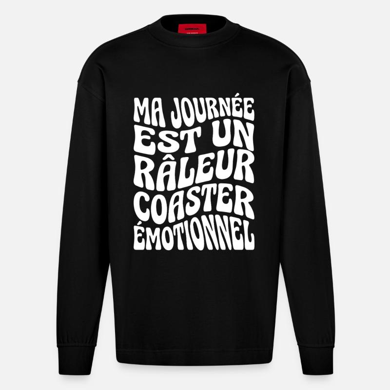 Grumpy Humor Complainer Untersetzer - Heavyweight Oversized Organic Langarmshirt Made in EU - SOLID BLACK
