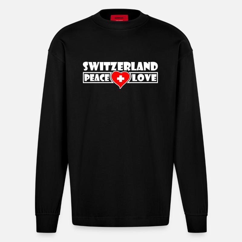 Schweiz - Heavyweight Oversized Organic Langarmshirt Made in EU - SOLID BLACK