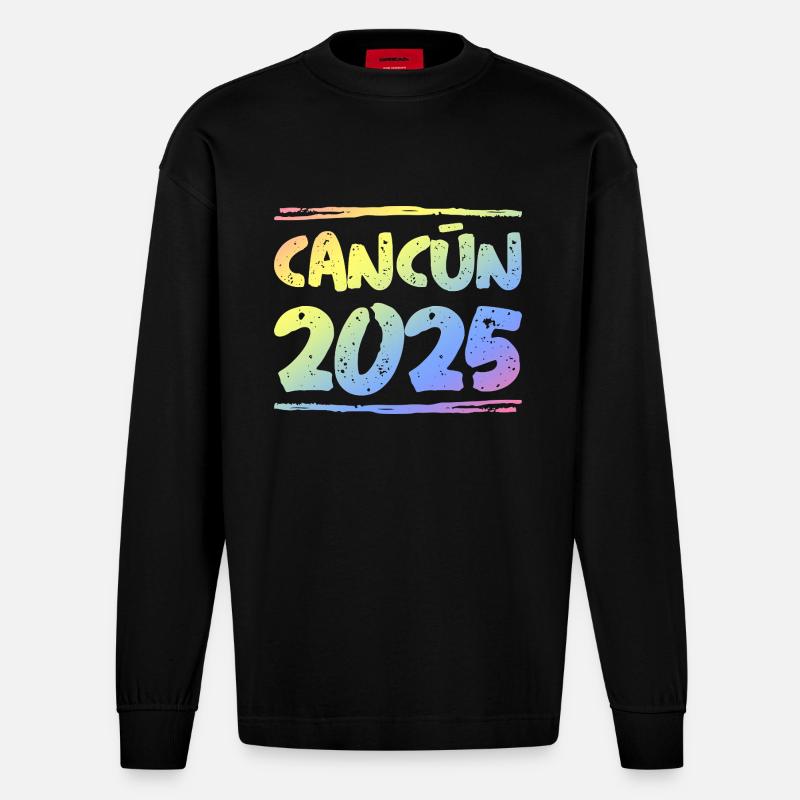 Cancun 2025 Bunt - Heavyweight Oversized Organic Langarmshirt Made in EU - SOLID BLACK