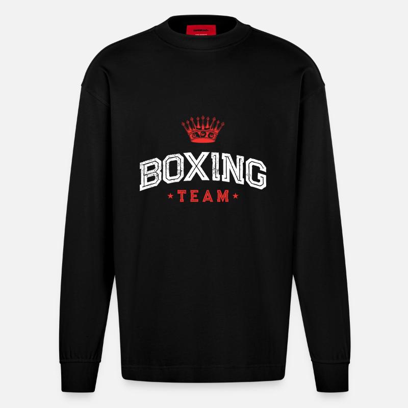 Équipe de boxe - Manches longues bio épais oversize fabriqué en UE - SOLID BLACK