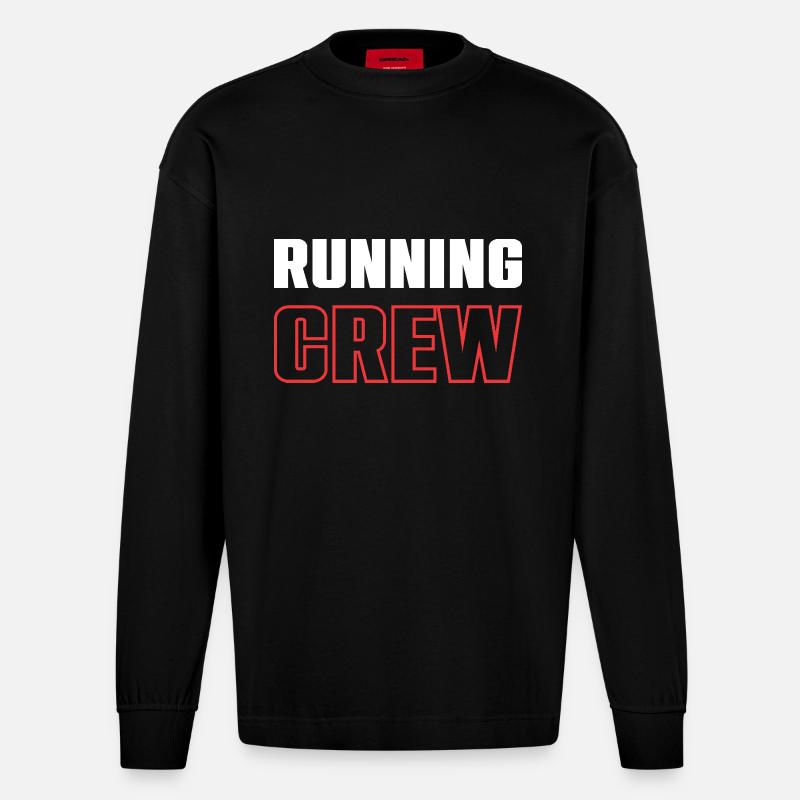 Running Crew - Heavyweight Oversized Organic Langarmshirt Made in EU - SOLID BLACK