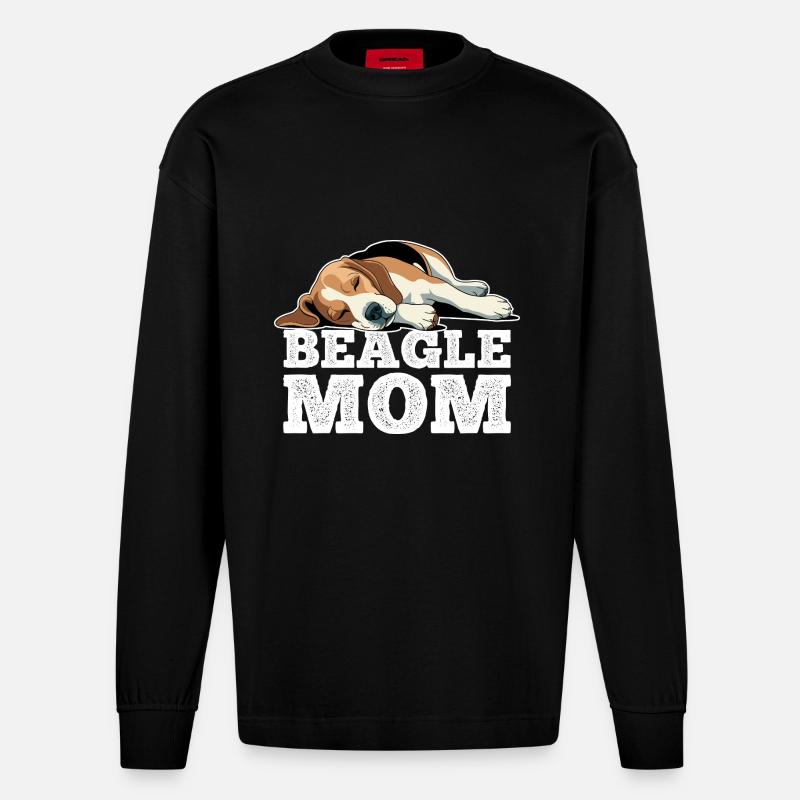 Beagle Mama - Heavyweight Oversized Organic Langarmshirt Made in EU - SOLID BLACK