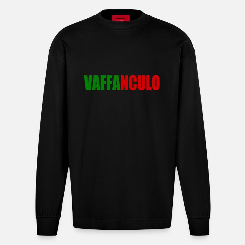 Vaffanculo - Manches longues bio épais oversize fabriqué en UE - SOLID BLACK
