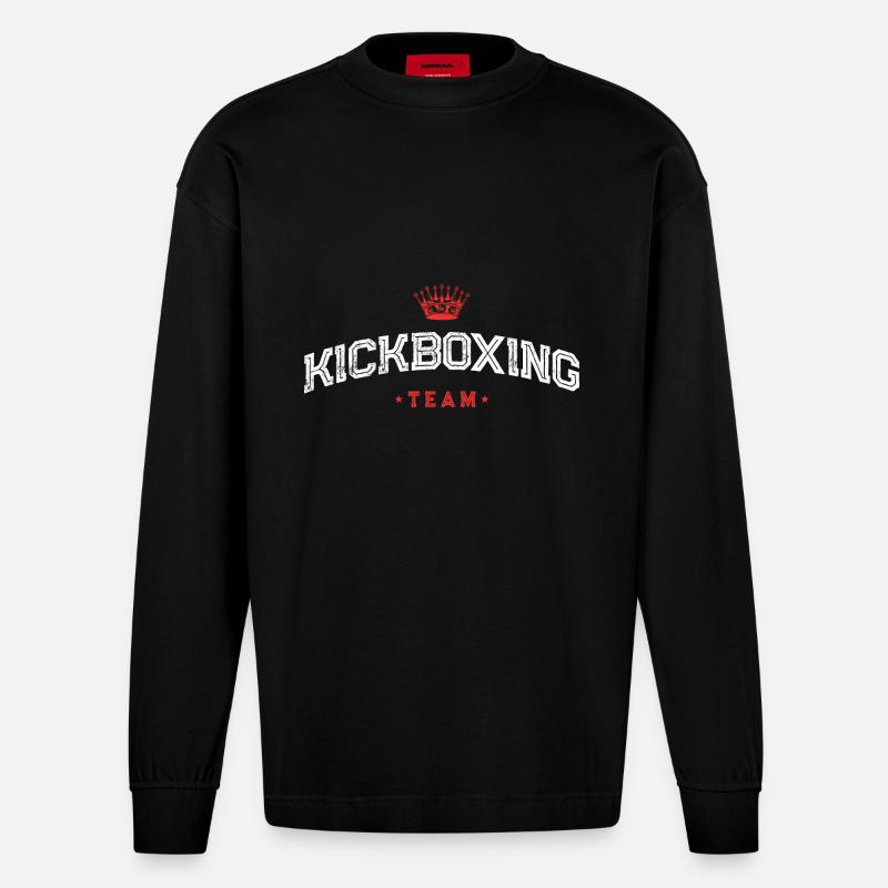 Kickboxing Team - Heavyweight Oversized Organic Langarmshirt Made in EU - SOLID BLACK