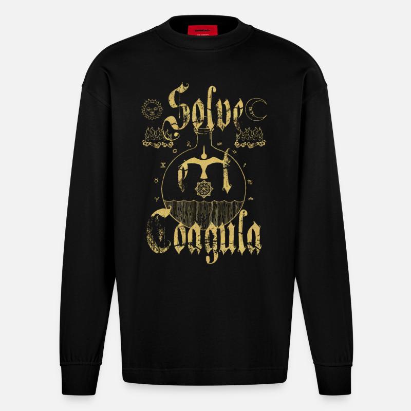 Solve et Coagula - Heavyweight Oversized Organic Langarmshirt Made in EU - SOLID BLACK