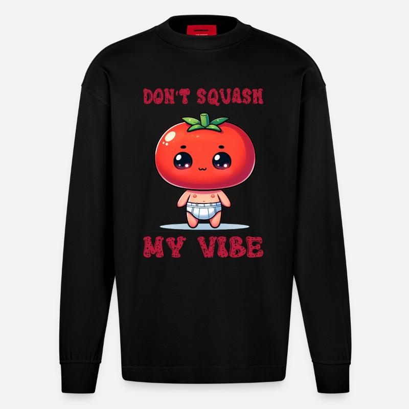 Don't squash my vibe - Heavyweight Oversized Organic Langarmshirt Made in EU - SOLID BLACK