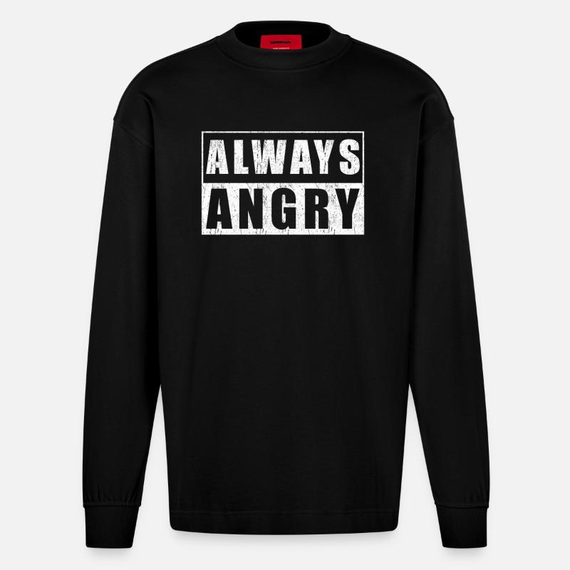 Wut Wütend Immer Wütend - Heavyweight Oversized Organic Langarmshirt Made in EU - SOLID BLACK