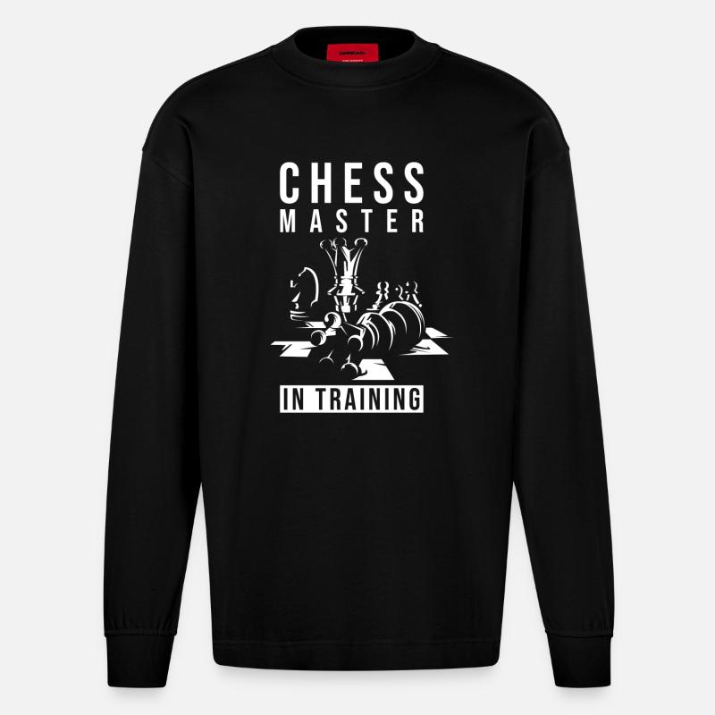 Échecs d’échecs Cadeau - Manches longues bio épais oversize fabriqué en UE - SOLID BLACK