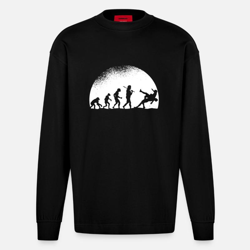 Evolution Wrestling - Manches longues bio épais oversize fabriqué en UE - SOLID BLACK