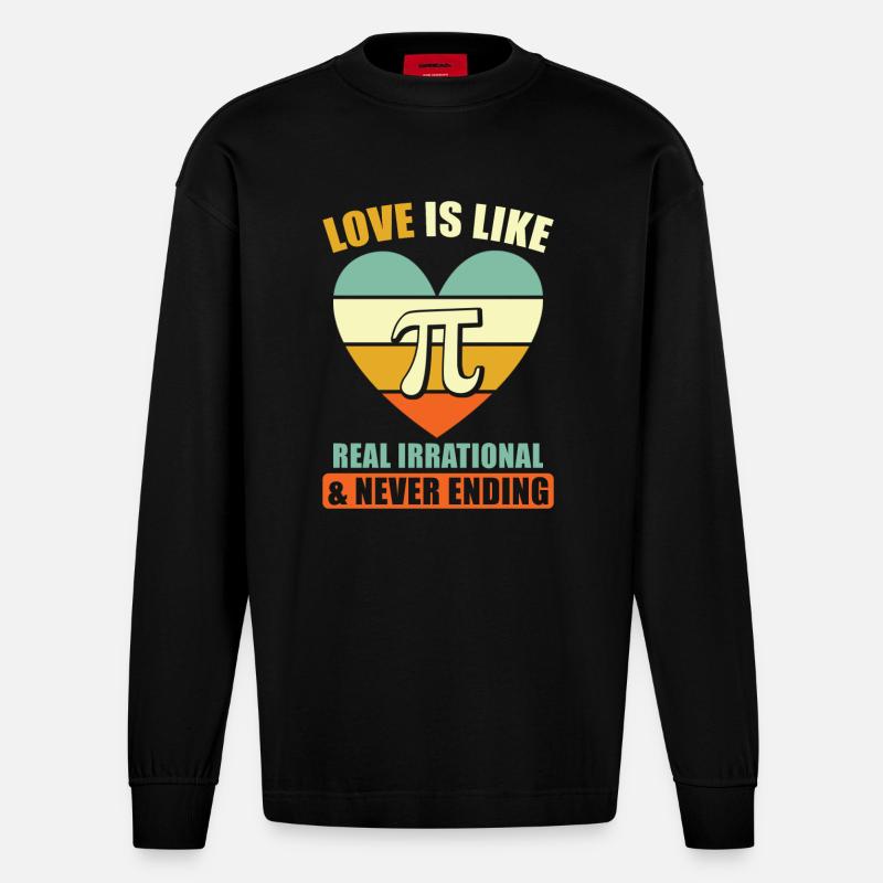 Pi Proverbe de maths - Manches longues bio épais oversize fabriqué en UE - SOLID BLACK