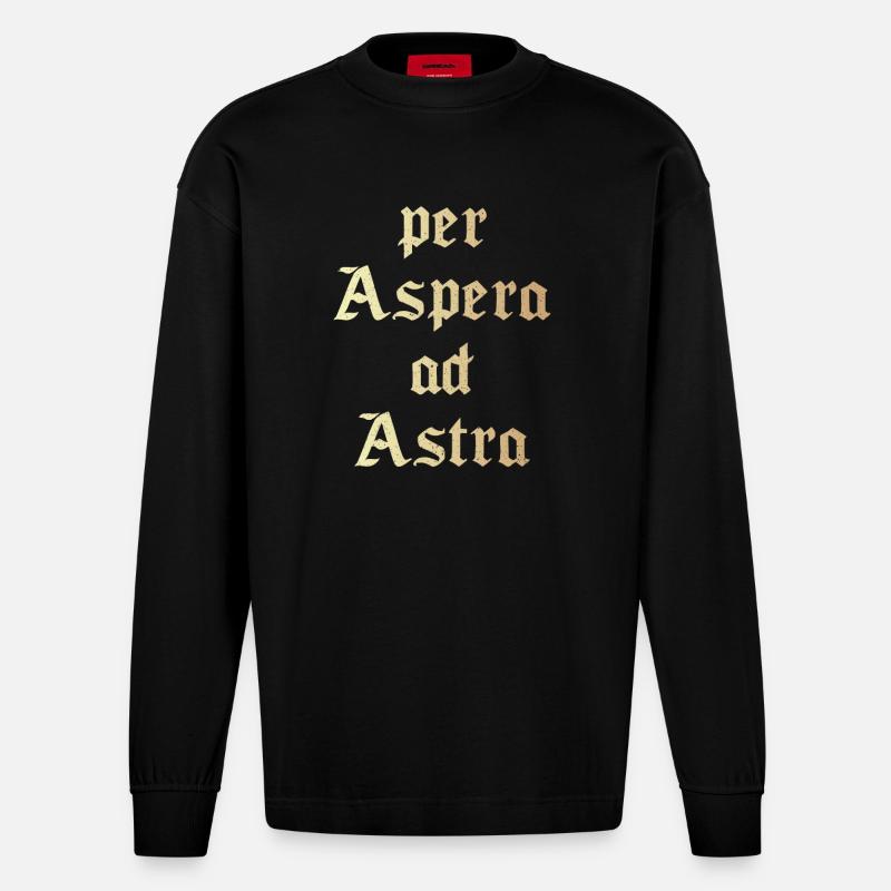 Per aspera ad astra - Heavyweight Oversized Organic Langarmshirt Made in EU - SOLID BLACK