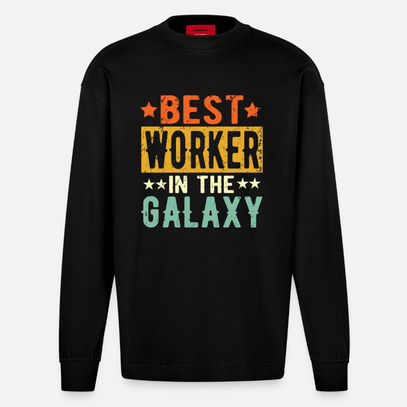 Best Arbeiter ever Arbeiter Geschenk - Heavyweight Oversized Organic Langarmshirt Made in EU - SOLID BLACK