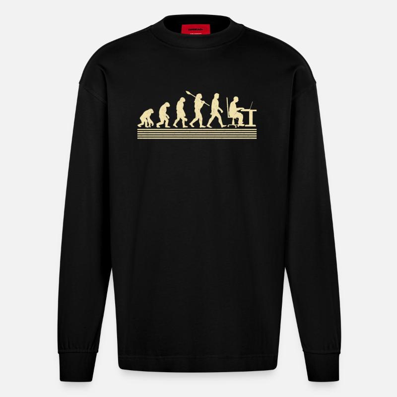 Software-developer-evolution - Heavyweight Oversized Organic Longsleeve Shirt Made in EU - SOLID BLACK