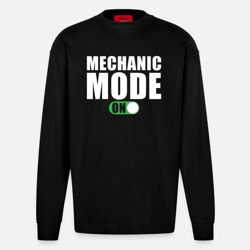 Mode mécanique activé - Manches longues bio épais oversize fabriqué en UE - SOLID BLACK