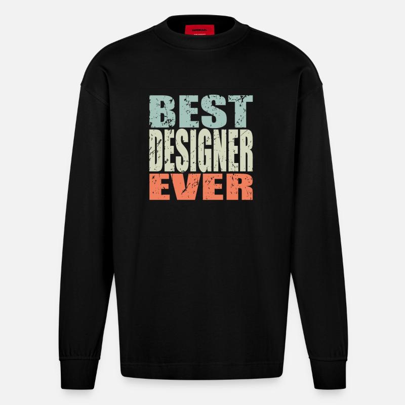 Best Designer ever Designer Geschenk - Heavyweight Oversized Organic Langarmshirt Made in EU - SOLID BLACK