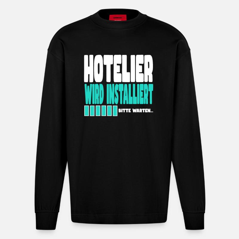 Hotelier wird installiert - Heavyweight Oversized Organic Langarmshirt Made in EU - SOLID BLACK
