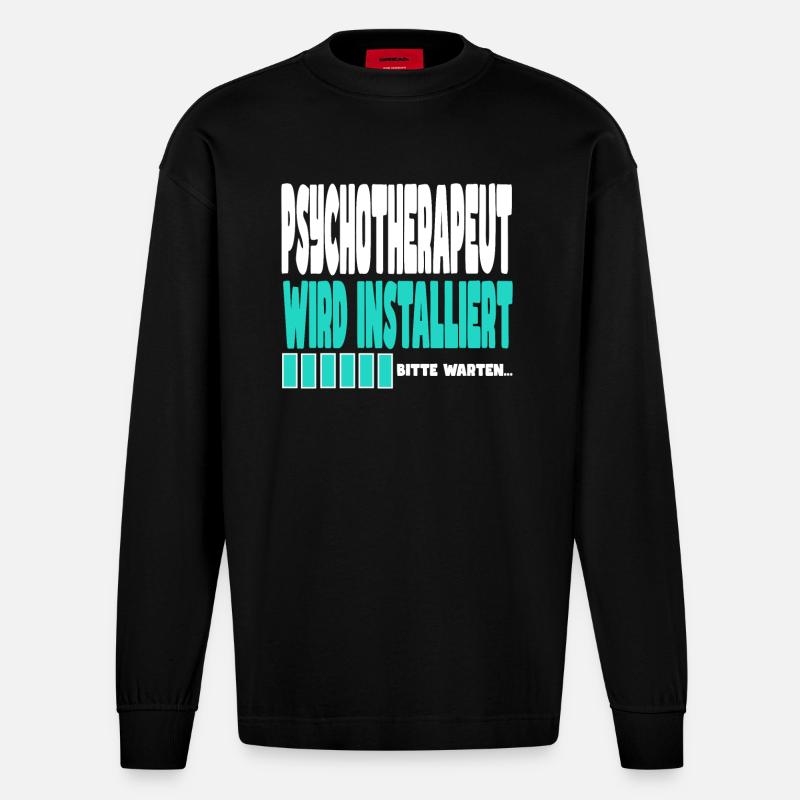 Psychotherapeut wird installiert - Heavyweight Oversized Organic Langarmshirt Made in EU - SOLID BLACK