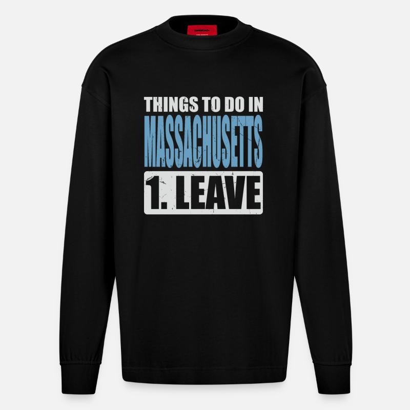 Massachusetts Meme - Heavyweight Oversized Organic Langarmshirt Made in EU - SOLID BLACK