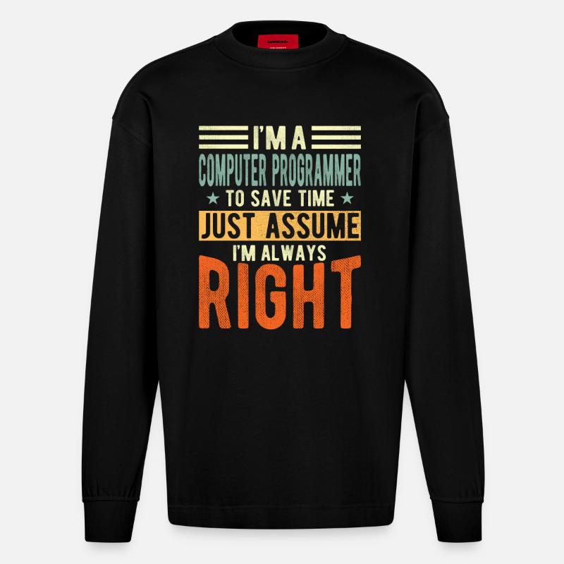Programmeur - Manches longues bio épais oversize fabriqué en UE - SOLID BLACK