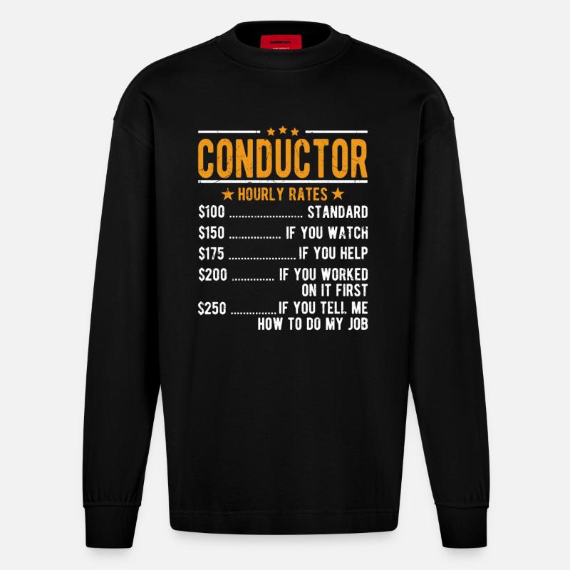 Dirigent Stundenlohn - Heavyweight Oversized Organic Langarmshirt Made in EU - SOLID BLACK