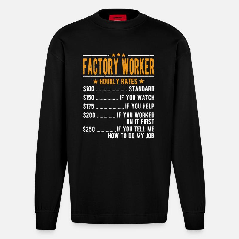 Fabrik Arbeiter Stundenlohn - Heavyweight Oversized Organic Langarmshirt Made in EU - SOLID BLACK