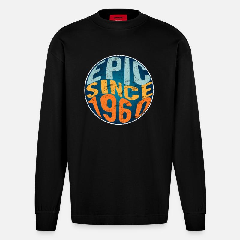 Episch Seit 1960 - Heavyweight Oversized Organic Langarmshirt Made in EU - SOLID BLACK
