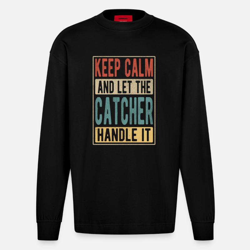 Fänger Retro Geschenk - Heavyweight Oversized Organic Langarmshirt Made in EU - SOLID BLACK