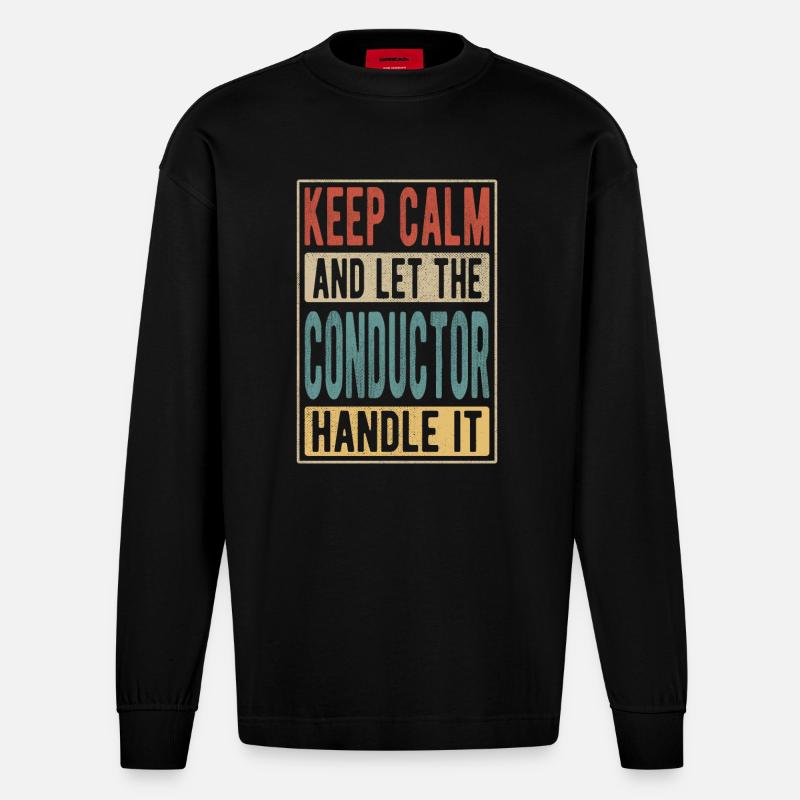 Dirigent Retro Geschenk - Heavyweight Oversized Organic Langarmshirt Made in EU - SOLID BLACK