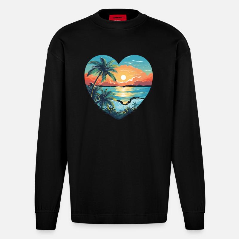 Strand Liebe - Heavyweight Oversized Organic Langarmshirt Made in EU - SOLID BLACK
