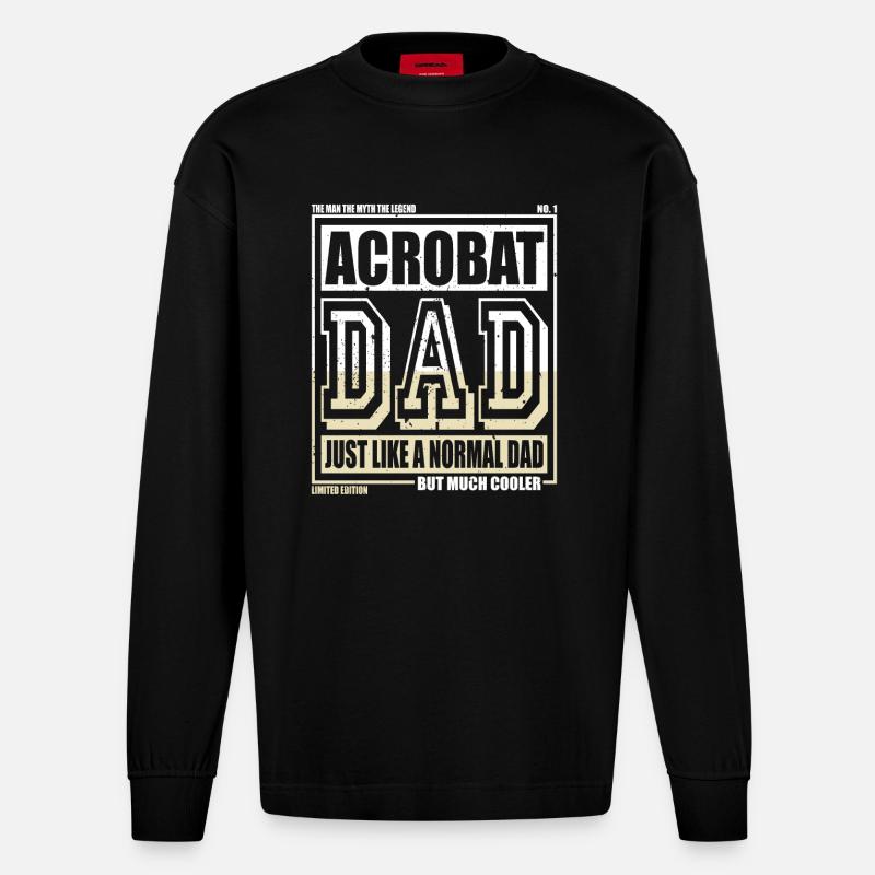 Akrobat Papa Geschenk - Heavyweight Oversized Organic Langarmshirt Made in EU - SOLID BLACK