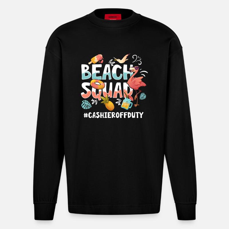 Caissier Vacances Beach Group - Manches longues bio épais oversize fabriqué en UE - SOLID BLACK