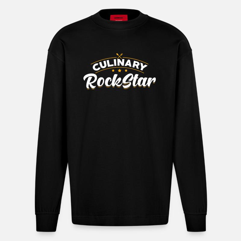 Chefkoch Kochen Kochen - Heavyweight Oversized Organic Langarmshirt Made in EU - SOLID BLACK