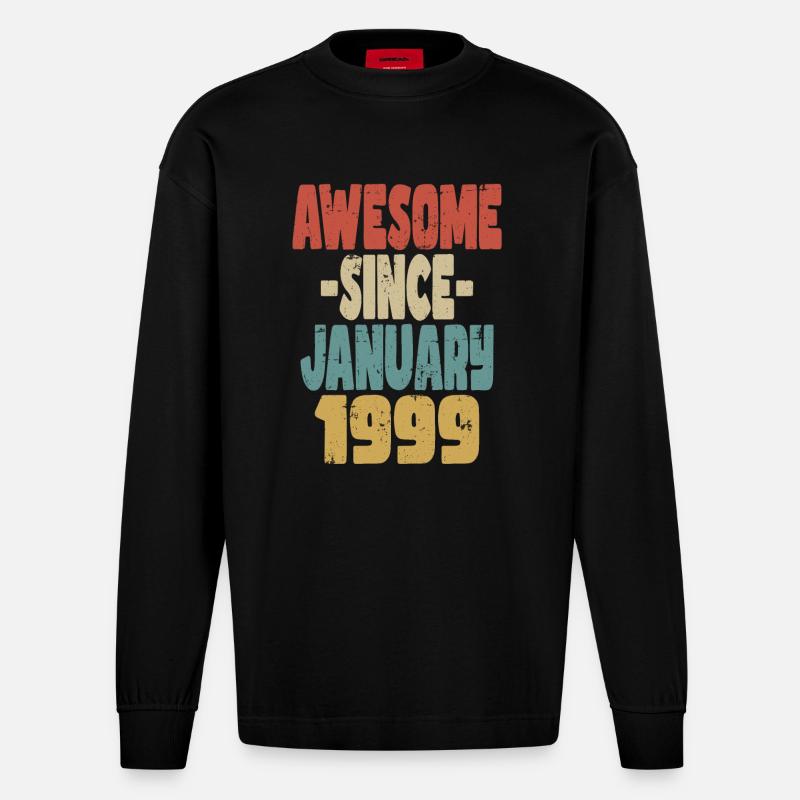 Fantastischer Januar 1999 - Heavyweight Oversized Organic Langarmshirt Made in EU - SOLID BLACK